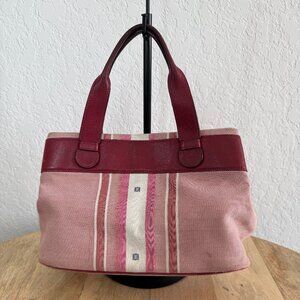 Loewe Anagram Pink Leather & Canvas Handbag